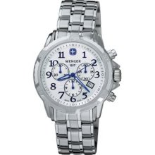 Wenger Men's Swiss GST Chrono White Dial Stainless Steel Watch