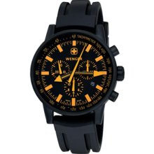 Wenger Mens Swiss Raid Commando Chrono Orange/Black Dial Black Strap