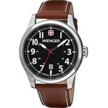 Wenger Mens Terragraph Analog Stainless Watch - Brown Leather Str ...