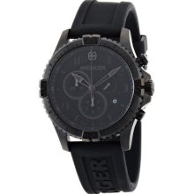 Wenger Squadron Men's Chronograph Watch 77054 With Sappire Cystal And Pvd Coated Case With Black On Black Dial