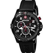 Wenger Swiss 77053 Squadron Chrono Men's Black Silicone Watch