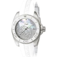 Women's Angel Stainless Steel Mother Of Pearl Dial White