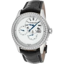 Women's Bressel White Diamond White Dial Black Genuine Alligator ...