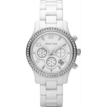 Women's Ceramic Case and Bracelet White Dial Chronograph Date