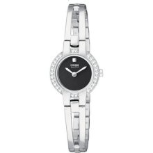 Womens Citizen Eco-Drive Silhouette Crystal Bangle Watch with Swarovski Crystals in Stainless Steel (EW9990-54E)