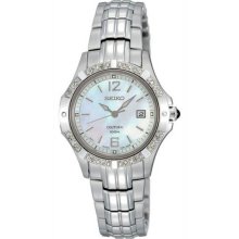 Women's Coutura Stainless Steel Quartz Mother of Pearl Dial Link Brace