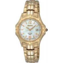 Women's Gold Tone Coutura Quartz Mother Of Pearl Dial Link