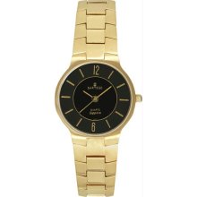 Women's Gold Tone Seville Dress Watch Black Dial