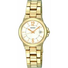 Women's Gold Tone Stainless Steel Silver Tone Dial Quartz Link Bracele