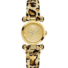 Women's guess animal print leather band watch u96023l1