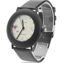 Women's Leather Analog Quartz Wrist Watch gz1149 (Black)
