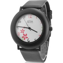 Women's Leather Analog Quartz Wrist Watch 0688 (White)
