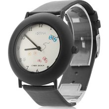 Women's Leather Analog Quartz Wrist Watch gz1126 (Black)