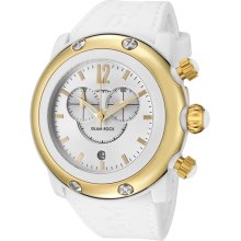 Women's Miami Beach Chronograph Silver Dial Gold Tone Cover White Silicone