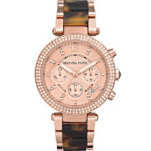 Women's Michael Kors Parker Mid-Size Rose Golden Stainless Steel and