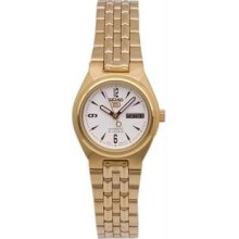 Women's Seiko 5 Automatic Gold Stainless Steel Tone White