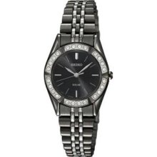 Women's Solar Stainless Steel Case and Bracelet Black Tone Dial