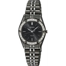 Women's Solar Stainless Steel Case and Bracelet Black Tone Dial Crysta