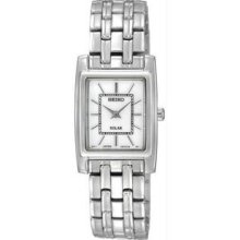 Women's Stainless Steel Dress Solar Quartz White Dial Link