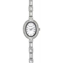 Women's Stainless Steel Dress White Dial Crystal Links Pendant