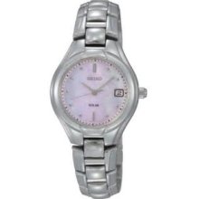 Women's Stainless Steel Quartz Solar Pink Dial Date