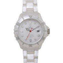 Women's toywatch pearlized plasteramic watch flp01wh