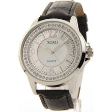 XOXO Women's Rhinestone Accent Silver-Tone Leather-Look Watch XO3 ...