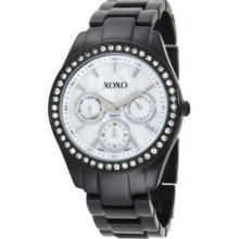 XOXO Women's XO115 Rhinestone Accent Black Enamel Bracelet