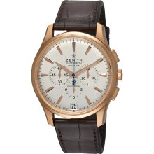 Zenith Men's 'El Primero' Rose Gold Brown Leather Strap Watch