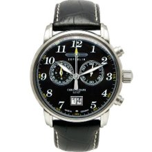 Zeppelin Gents Watch Lz 127 Transatlantic Chronograph Quartz 12-Hour-Stopwatch-Function Large-Date Black 7686-2