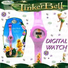 100% Authentic Disney Fairies Tinker Bell Digital Watch Pink Girls Childs Lcd