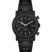 100% Authentic Gucci Watch ~ Men's 101G Chronograph Black Stainless Steel - Black - Stainless Steel