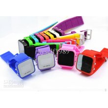 12 Colors Led Digital Mirror Jelly Silicon Unisex Casual Sport Wrist
