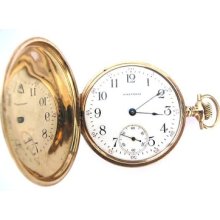 14k Solid Gold Waltham Pocket Watch,hunter Case,16s,run