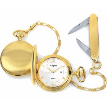 23k Electroplate Gold Tone Men's Pocket Watch 3 piece set