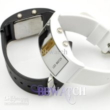 50pcs Casual Rectangle Led Mirror Watches, Bracelet Silicone Digital