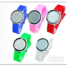 50pcs Christmas Gift Led Watch Wrist Watch Silicone Round Mirror Wat