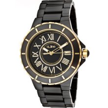 a_line Watches Women's Marina Black Dial Gold Accents Black Ceramic Bl