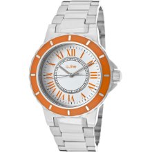 a_line Watches Women's Marina White Dial Orange Bezel Stainless Steel