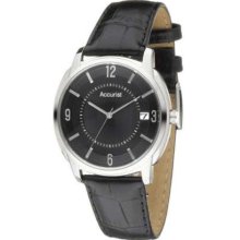 Accurist Gents Stainless Steel Case with Leather Strap MS818b Watch