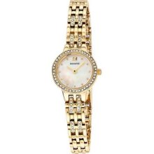Accurist Ladies' Slim, Round Pearl Dial, Crystal Set, Gold Plate LB1445 Watch