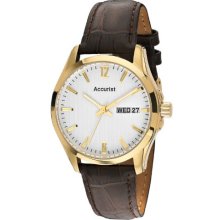 Accurist Men's Quartz Watch With White Dial Analogue Display And Brown Leather Strap Ms985w