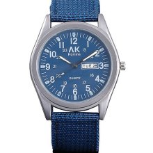 Ak-homme Military Blue 12/24hrs Date&week Nightvision Hands Mens Wrist Watch