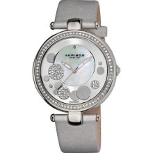 Akribos Xxiv Ak434sl Silvertone Sunray/ Diamond Dial Womens Watch