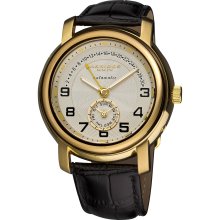 Akribos XXIV Men's Automatic Retrograde Date Leather Strap Watch (Gold-tone)