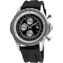 Akribos XXIV Men's Multifunction Rubber Strap Watch (Silver-tone/ Black)