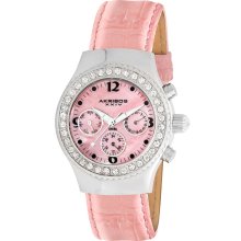 Akribos XXIV Women's Austrian Crystal Pink Multifunction Quartz Watch