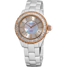 Akribos XXIV Women's Ceramic Baguette Bracelet Fashion Quartz Watch (Ladies Ceramic Watch)