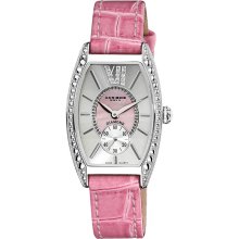 Akribos XXIV Women's Diamond Swiss Quartz Tonneau Pink Strap Watch