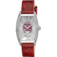 Akribos XXIV Women's Diamond Swiss Quartz Tonneau Red Strap Watch